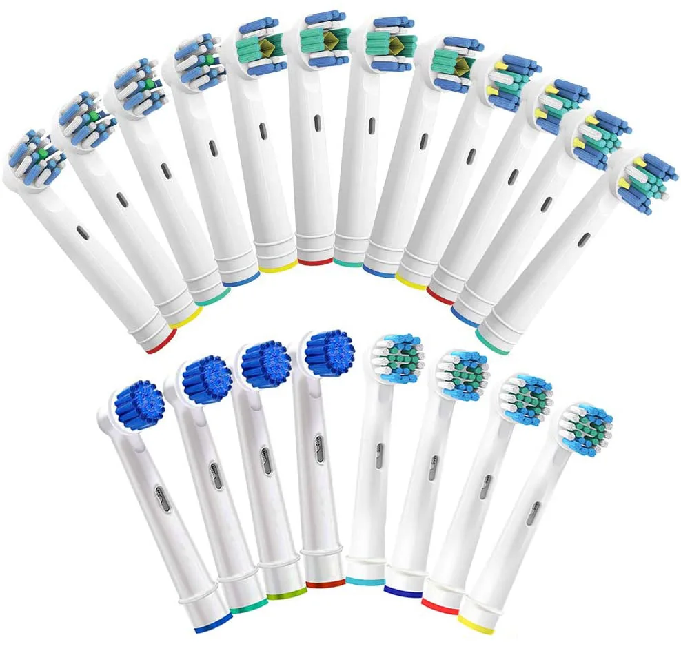 Paquete de 4 limpiadores sensibles, 4 limpiadores de hilo dental, 4 limpiadores de precisión y 4 acciones cruzadas. Se adapta al cepillo de dientes eléctrico Oralb