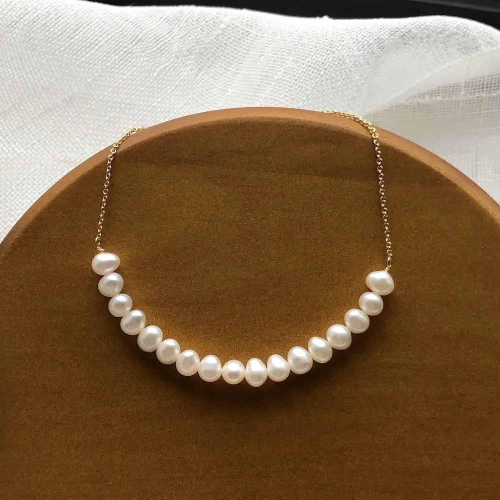 

Lii Ji Real Natural Freshwater Pearl Choker Necklace 14k Gold Filled Necklace Nice Gift for Women Friends