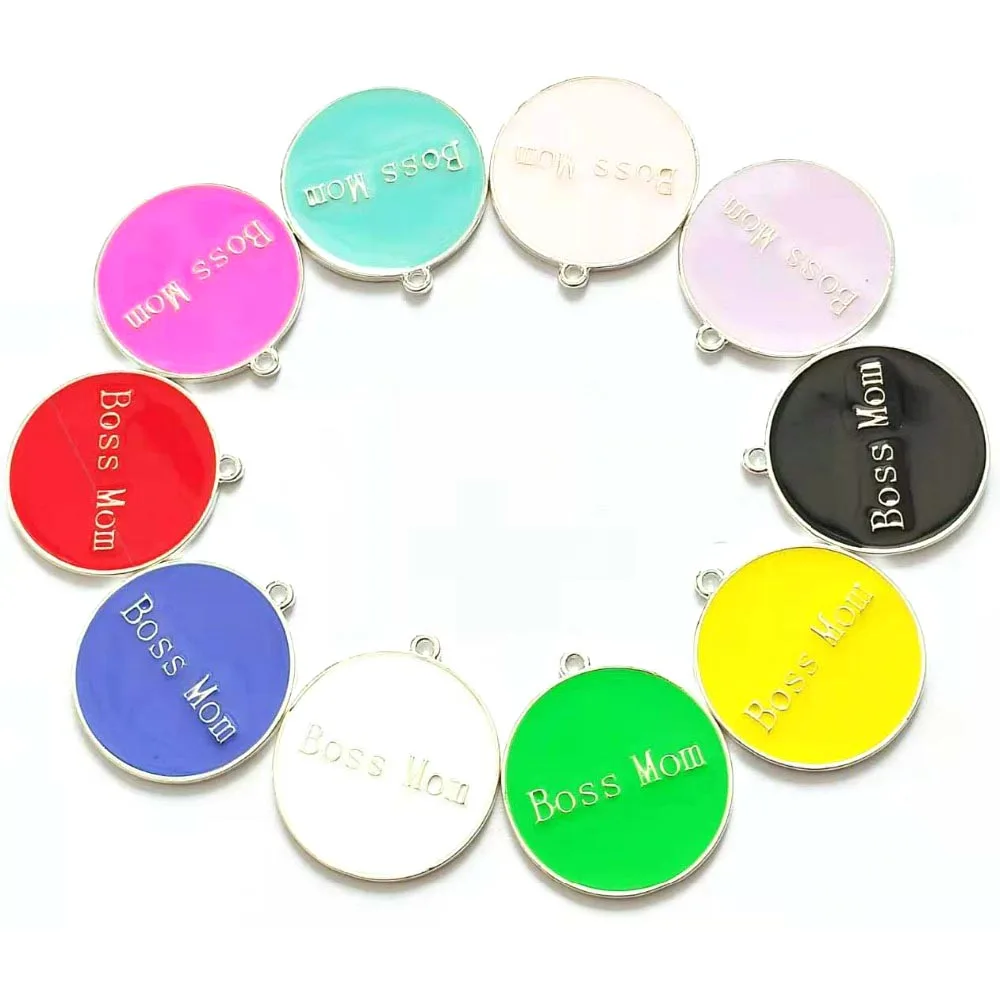 

10pcs Colorful Letter Boss Mom Coin Charms 3 color plated for Women DIY jewelry accessories L23