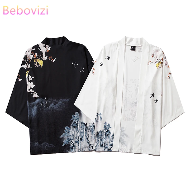 2020 Harajuku Kimono Cosplay Japanese Chinese Style Street Fashion Male and Women Cardigan Blouse Top Haori Obi Asian Clothes