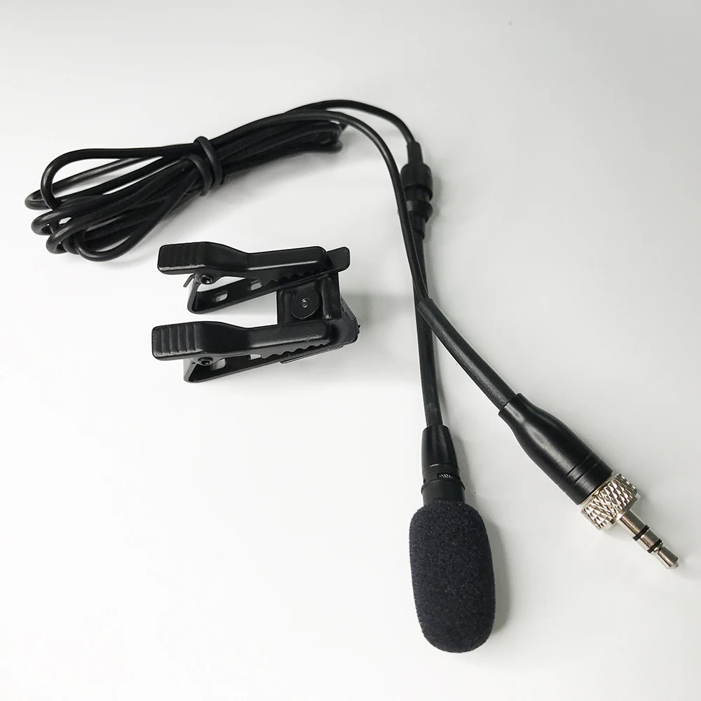 Regola l'angolazione!! Microfono a condensatore Lavalier risvolto doppia Clip in metallo per trasmettitore Wireless Sennheiser jack da 3.5mm