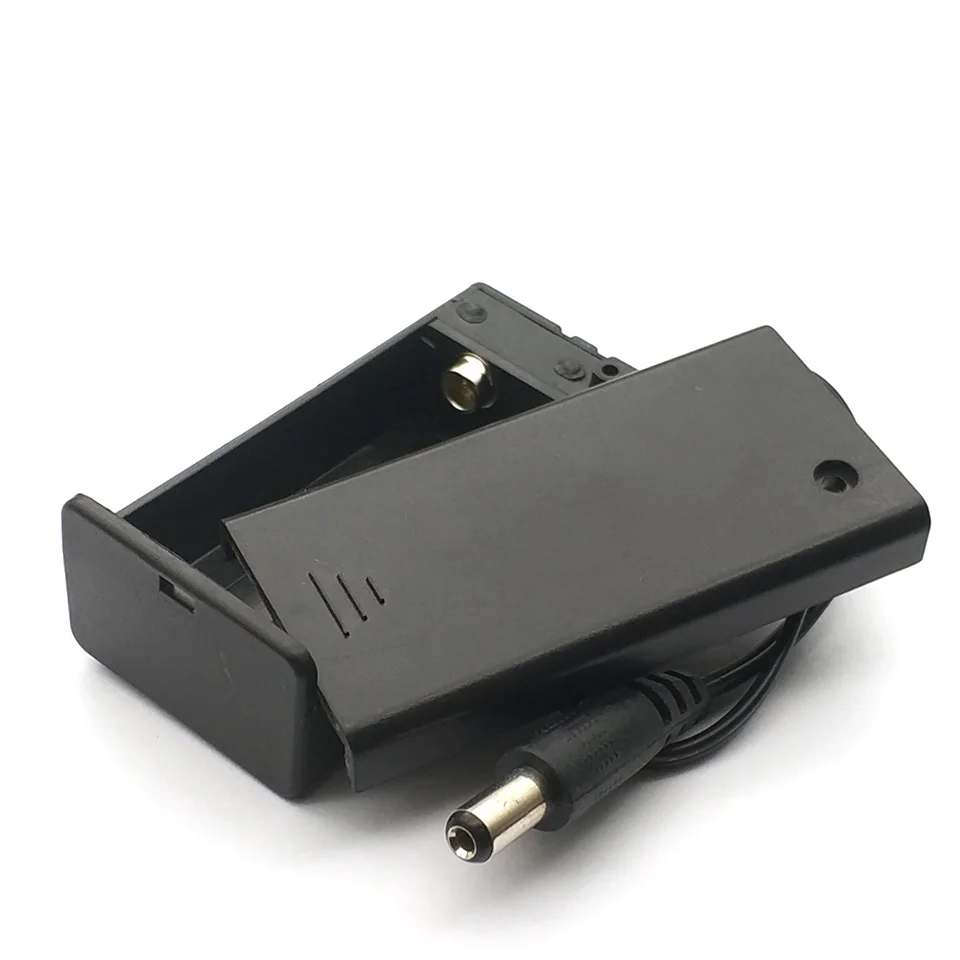 9V Battery Holder 9V Battery Box Universal 9V battery Case With Switch Open Cover With DC 2.1*5.5  Plug Cable