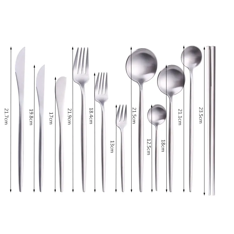 Silverware Tableware Set 18/10 Stainless Steel Tableware Cutlery Set Fork Spoon Butter Knife Chopsticks Matte Dinnerware Sets