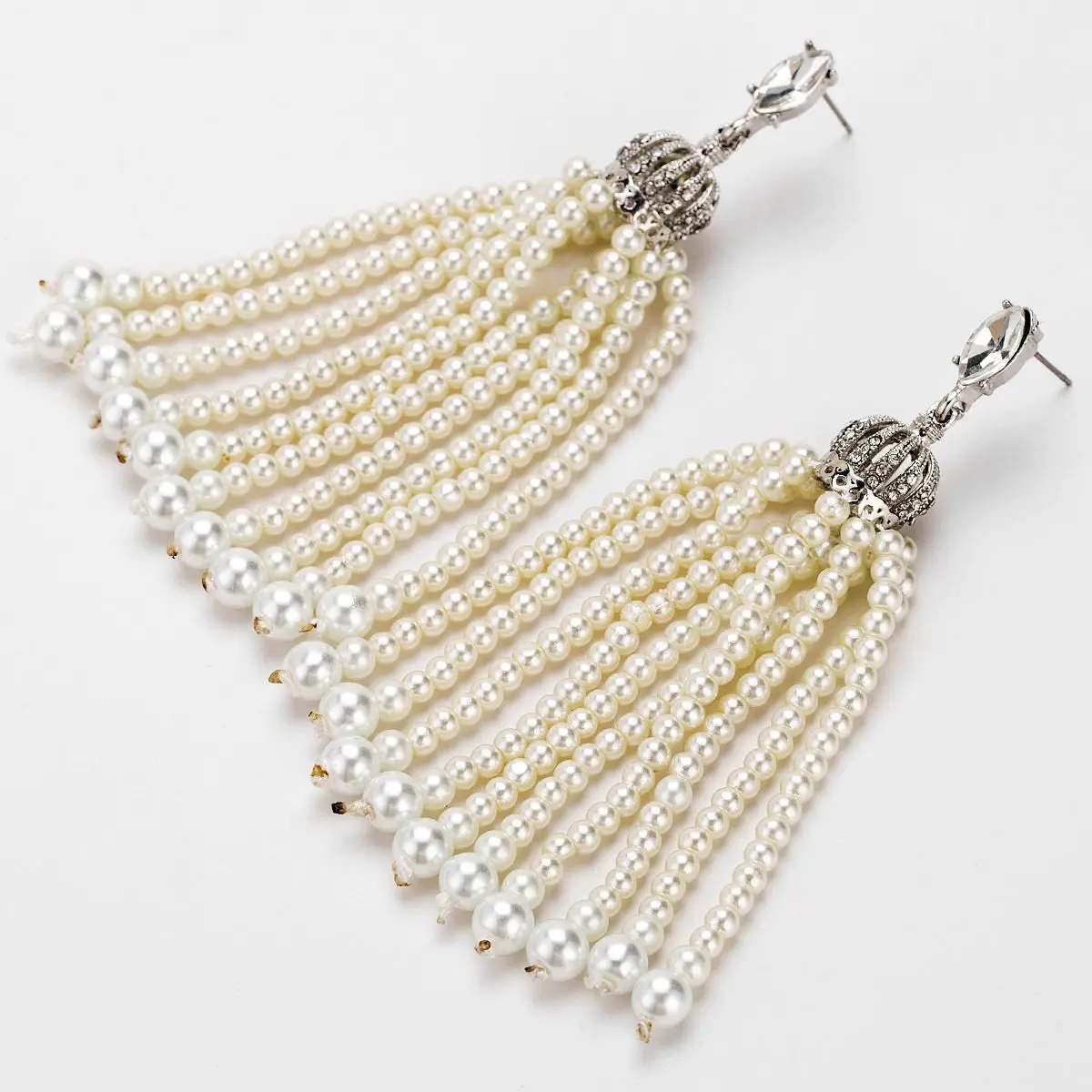 Exquisite Handmade Bright Pearl String Super Long Tassel Earrings Women Wedding Party Exaggerated Fashion Jewelry Accessories