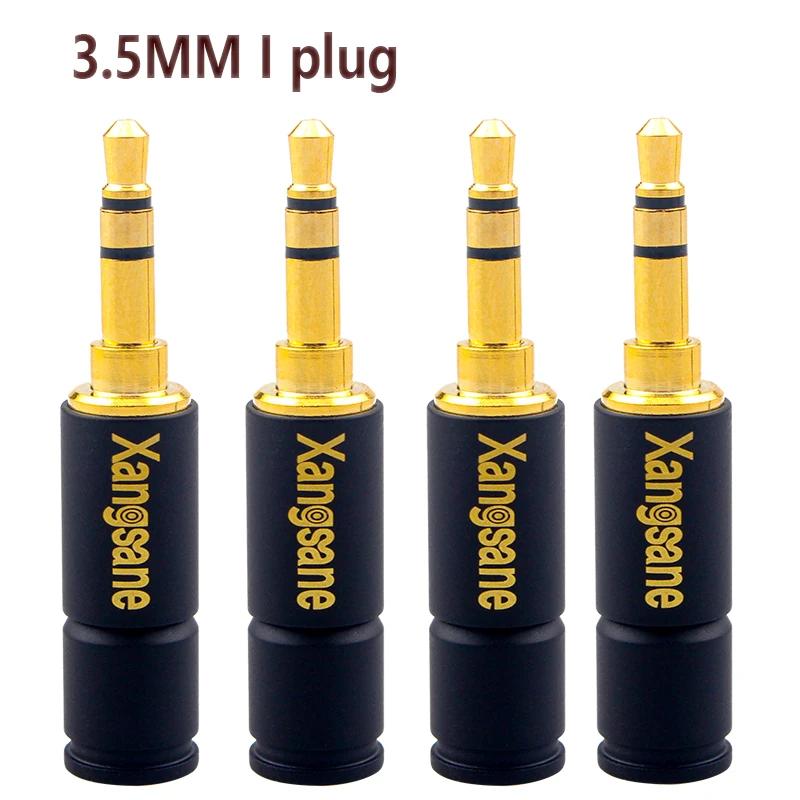 Xangsane 4pcs 3.5mm headphone plug stereo welding head hifi pure copper gold plated 3.5mm straight elbow