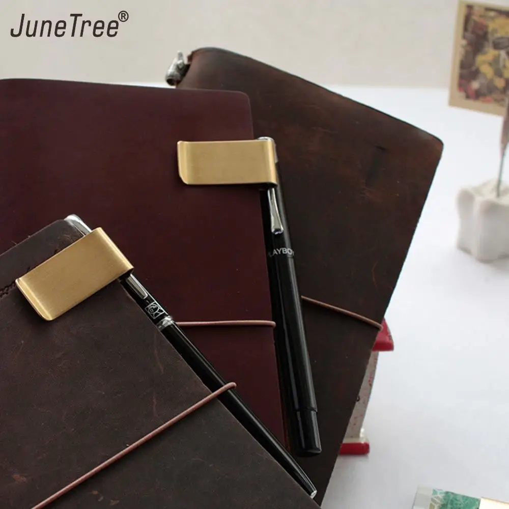 Brief portcrayon vintage copper steel traveler notebook pen clip porta caneta Stainless steel brass Pencil diary pen holder clip