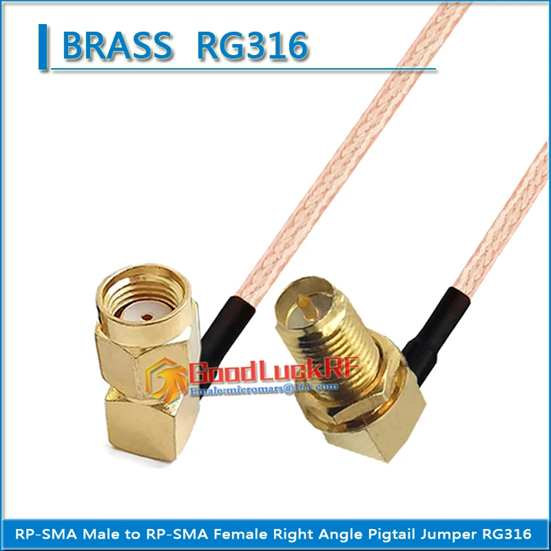 1X Pcs RP-SMK PR SMA Male Right Angle to RP SMA Female 90 Degree O-ring Bulkhead Mount Nut Pigtail Jumper RG316 extend Cable