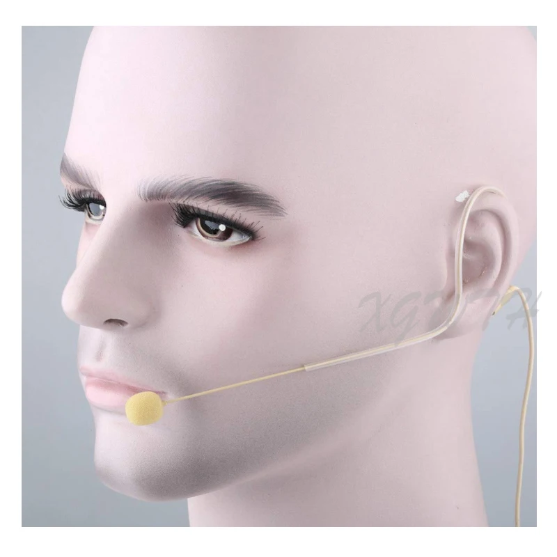 Beige Headset Microphone Single Earhook Head Headworn Mic for Sennheiser Wireless System & Bodypack Transmitter 3.5mm Screw Lock