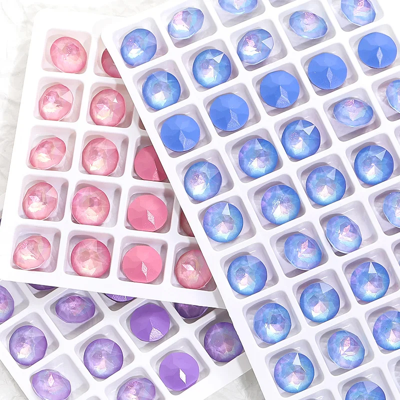 10MM Aurora serii kamień kwiat Pointback okrągły Rhinestone Nail Art Diy rzemiosło koralik kryształ dla biżuterii ustaleń