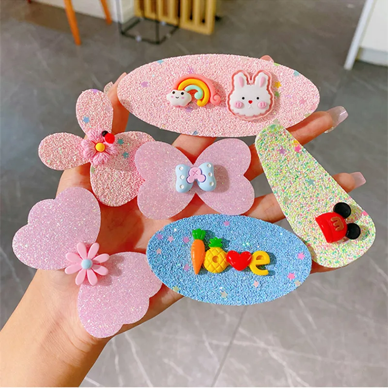 New Girls Cute Cartoon Velcro Hairpins For Baby Shining Post Hair Clip Lovely Headdress Barrettes Kids Hair Accessories Headwear