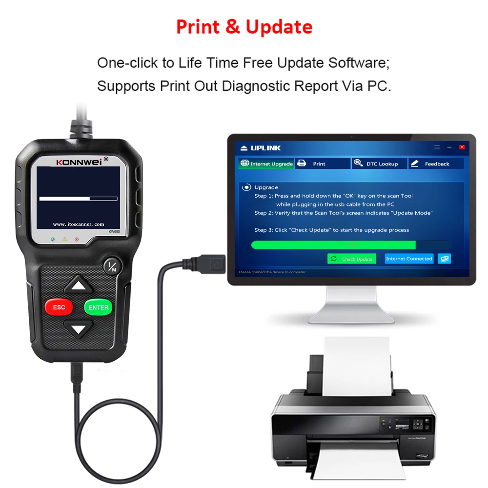 OBD2 Scanner OBD 2 Car Diagnostic Auto Diagnostic Tool KONNWEI KW680S Russian Language Car Scanner Tools Diagnostic Scanner