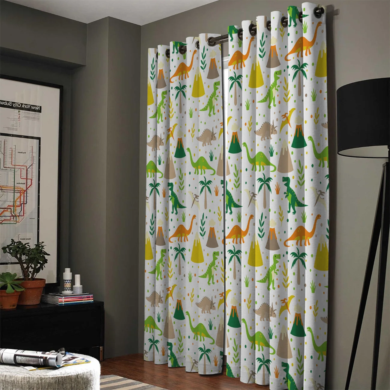 Cartoon Cute Adroable Dinosaur Window Curtains Living Room Fabric Drapes Curtain Home Draperies Curtains for Bedroom