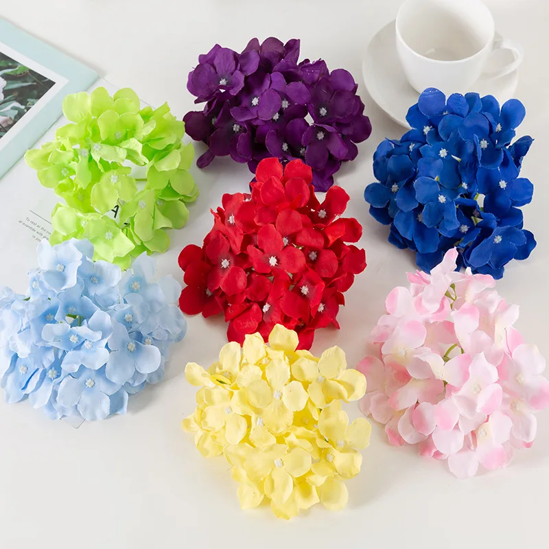 5pcs/lot Artificial Hydrangea Flower Head DIY Wedding Arch Background Wall Decorative Flowers Home Garden Decoration Fake Flower