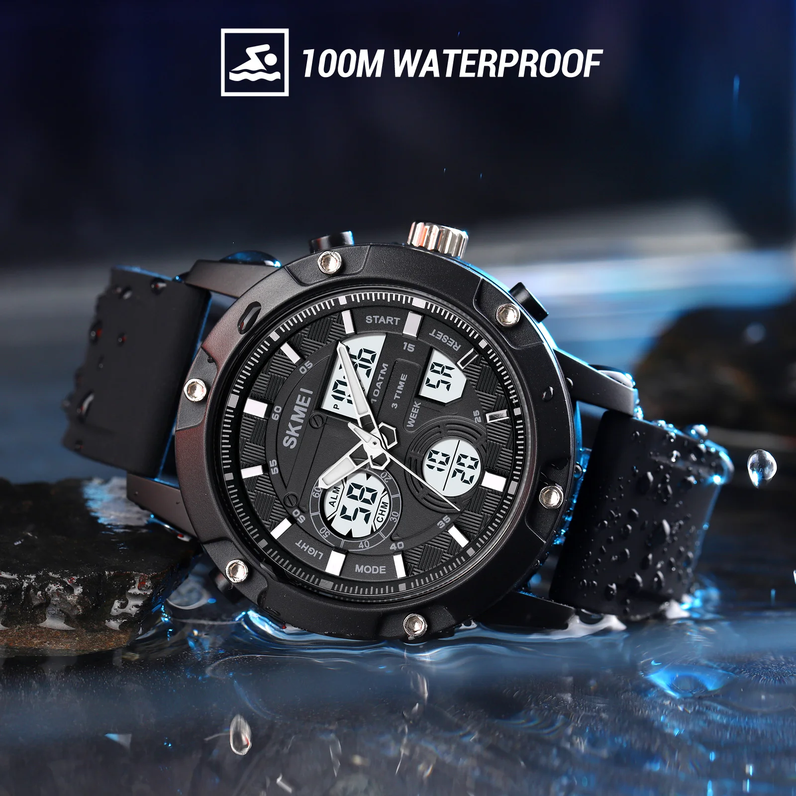 100M Waterproof Swim Fashion Sports Military Watches Men Stopwatch Clock Chrono Digital LED Wristwatches Relogio Masculino reloj