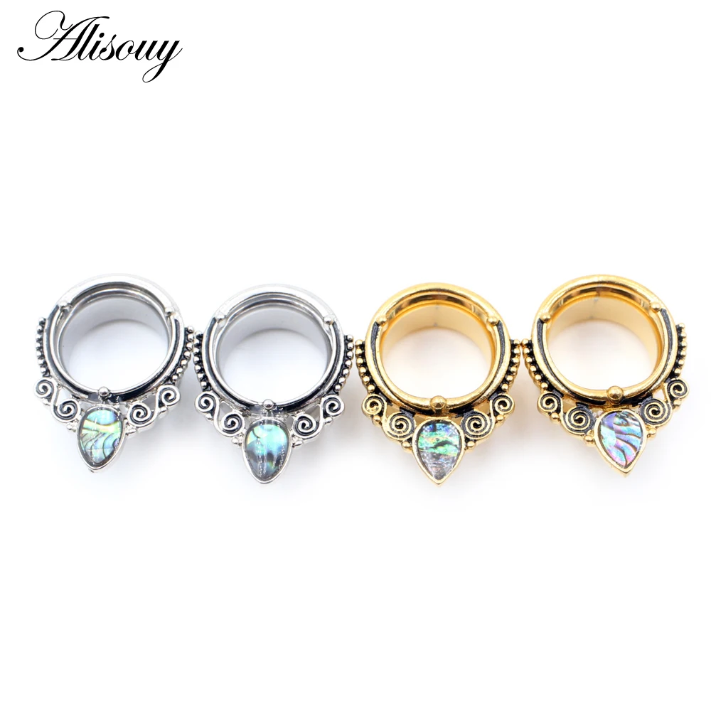 Alisouy new earrings body jewelry piercing Steel ear gauges expander plugs and tunnels with shell logo design 2pcs lot selling