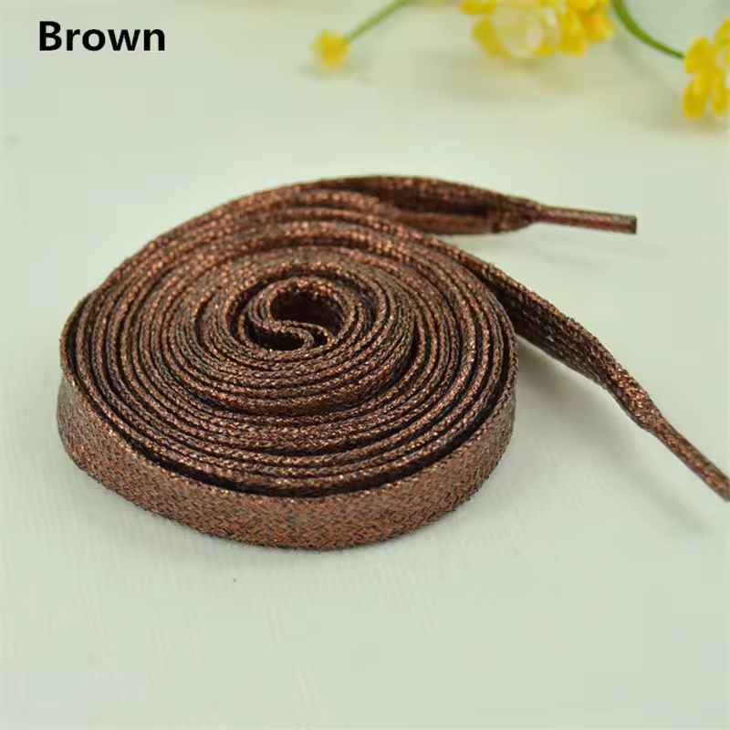 1 cm Width Colorful Lurex Shoelaces Trendy Bright Colorful Fall Winter Shoelaces Sneaker White Casual Sports Leather Shoes Laces - Image 23