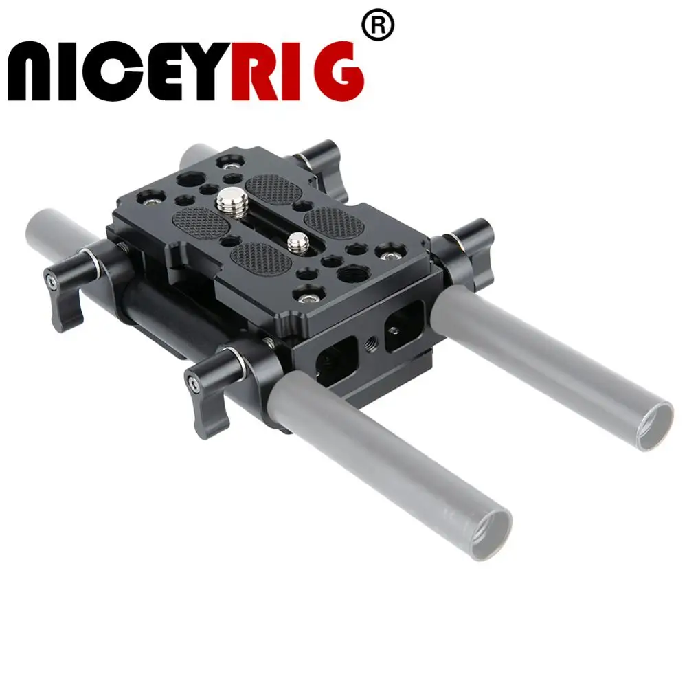 

NICEYRIG DSLR Camera Base Plate 15mm Aluminium Plate DIY Cheese Plate Kit Shoulder Rig 15mm Rod Rail DSLR Baseplate 1/4" 3/8"