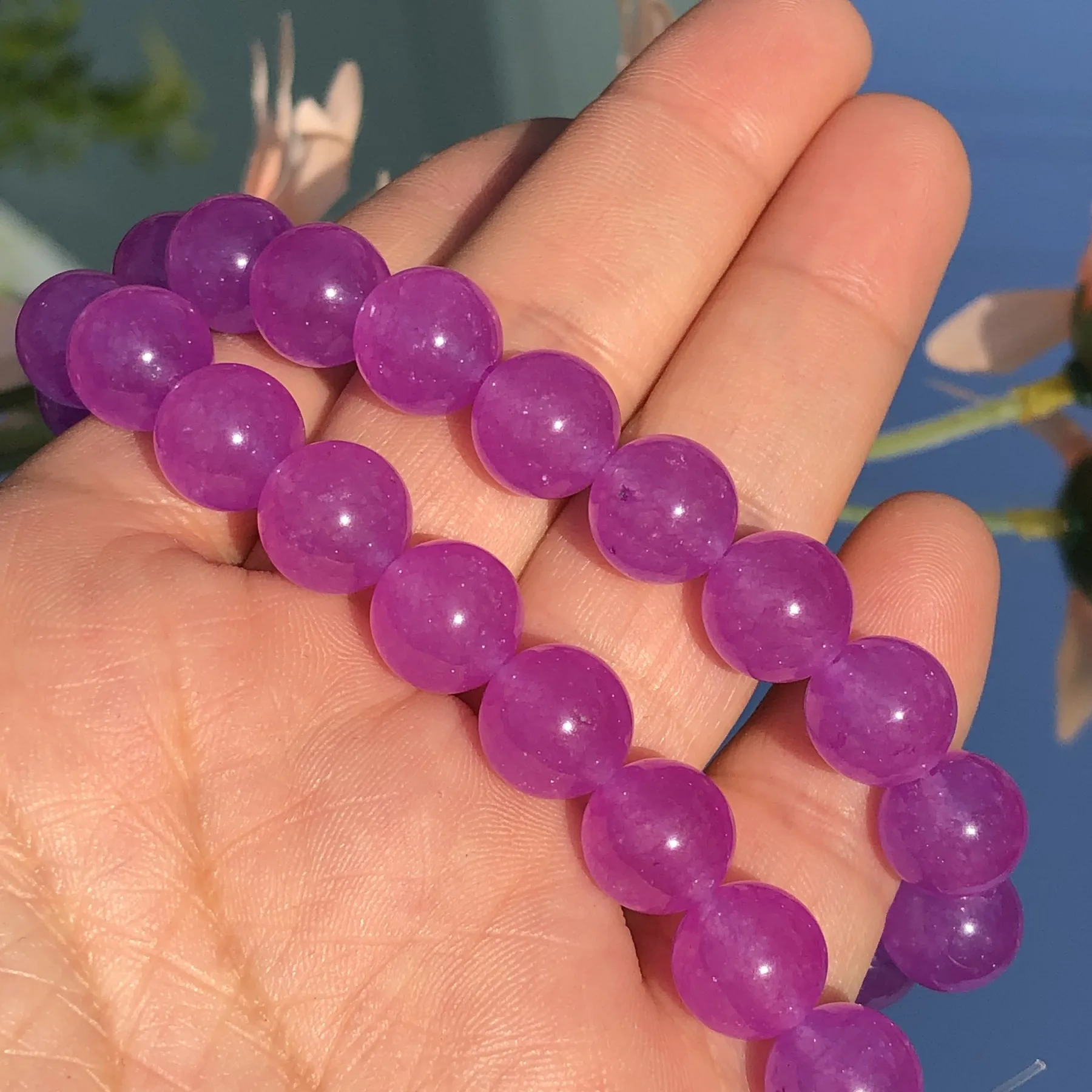 Natural Stone Fuchsia Chalcedony Jades Bead Loose Spacer Mineral Beads For Jewelry Making DIY Bracelet Necklace 4-12mm Pick Size