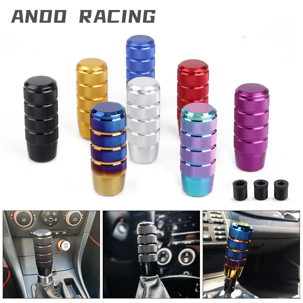 

Universal 95mm Car Manual Transmission Aluminum Knurled Shifter Lever Knob Gear Shift Knob Racing Non-Slip With Three Adapters