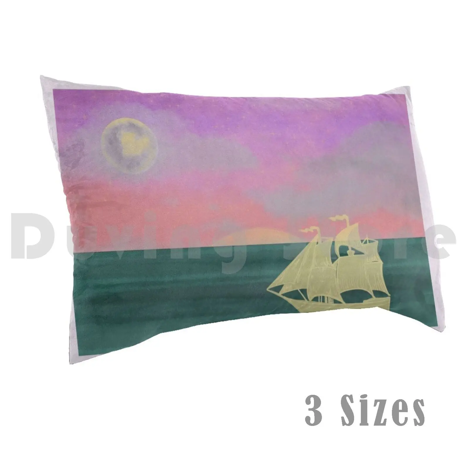 Pillow Case Ghost Ship In Sunset 1302 Ghost Ship Sunset Moon Ocean Ship Ghost