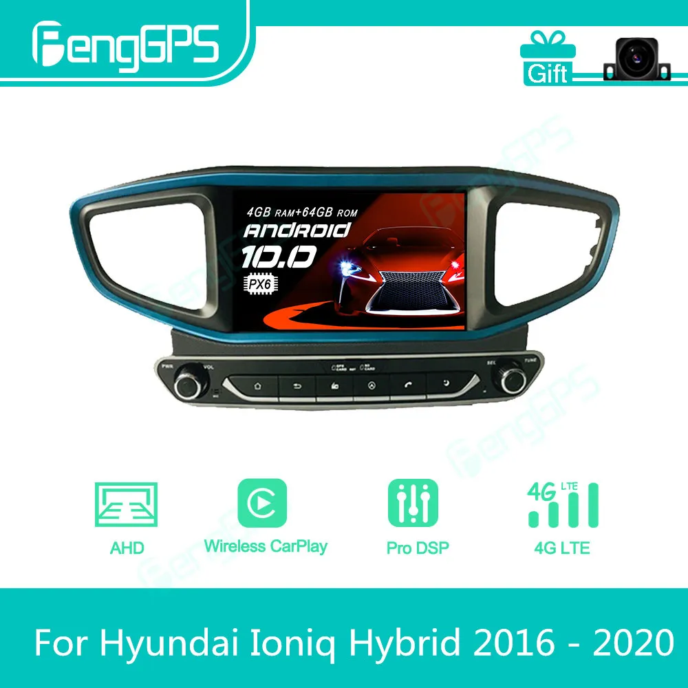 Autoradio Android avec Navigation GPS, Lecteur Stéréo, 2 Din, pour Voiture Hyundai Ioniq Hybrid (2016-2020)