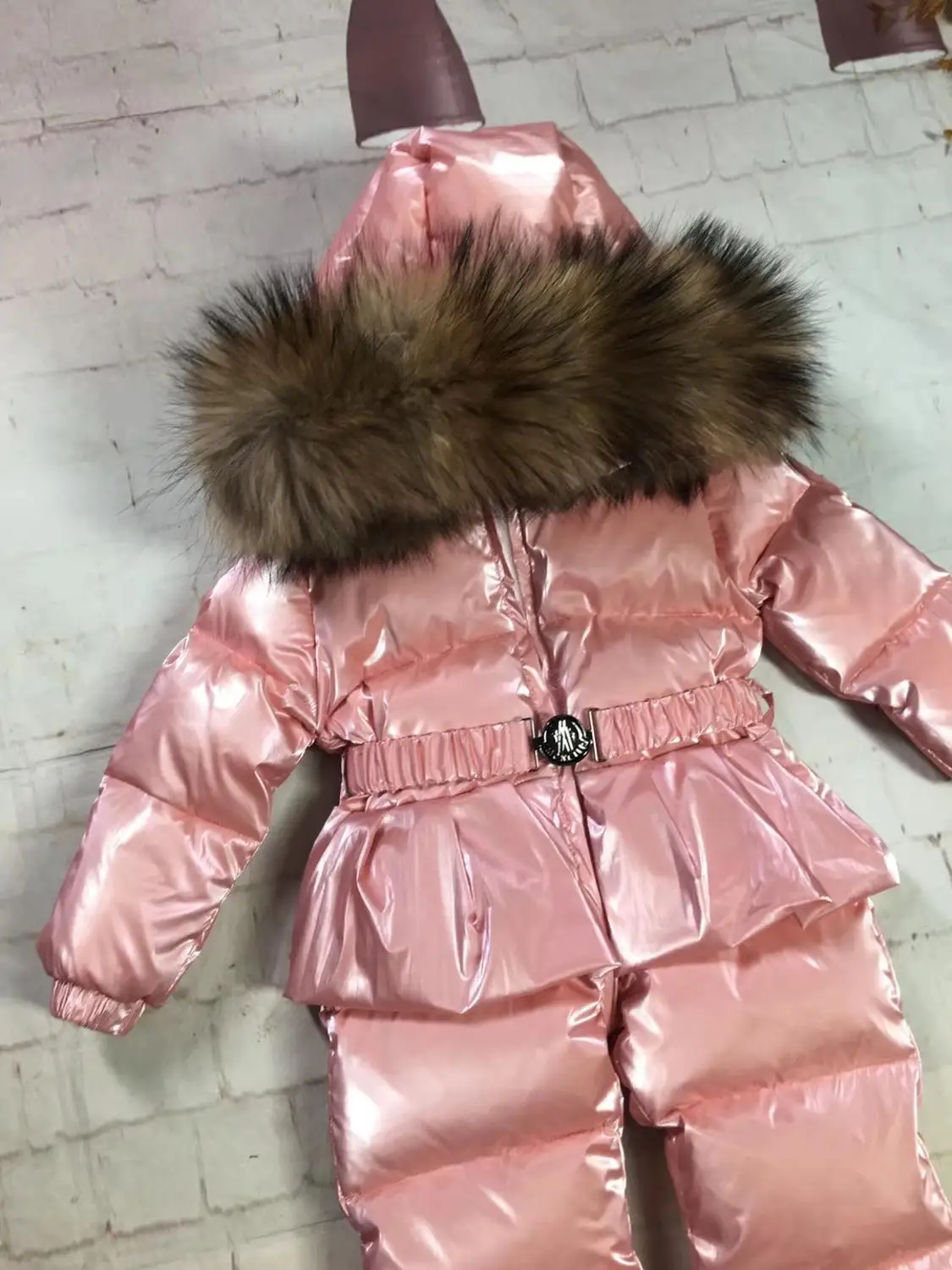 75-155cm 2021 Winter baby down coat duck down suit outerwear Fur overalls children's Snowsuit down coats Child jumpsuit romper