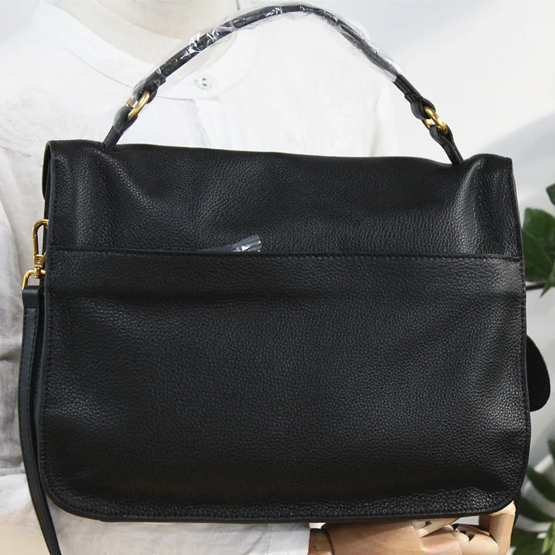 Women Messenger Bags Genuine Leather Handbags Designer High Quality Shoulder Hand Bag England Style Large Capacity Black Satchel