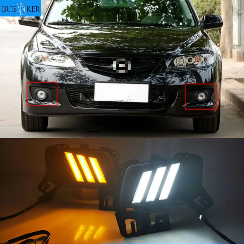 2pcs For Mazda 6 Mazda6 2006-2015 LED DRL Daytime Running Light Daylight Waterproof Turn Signal lamp