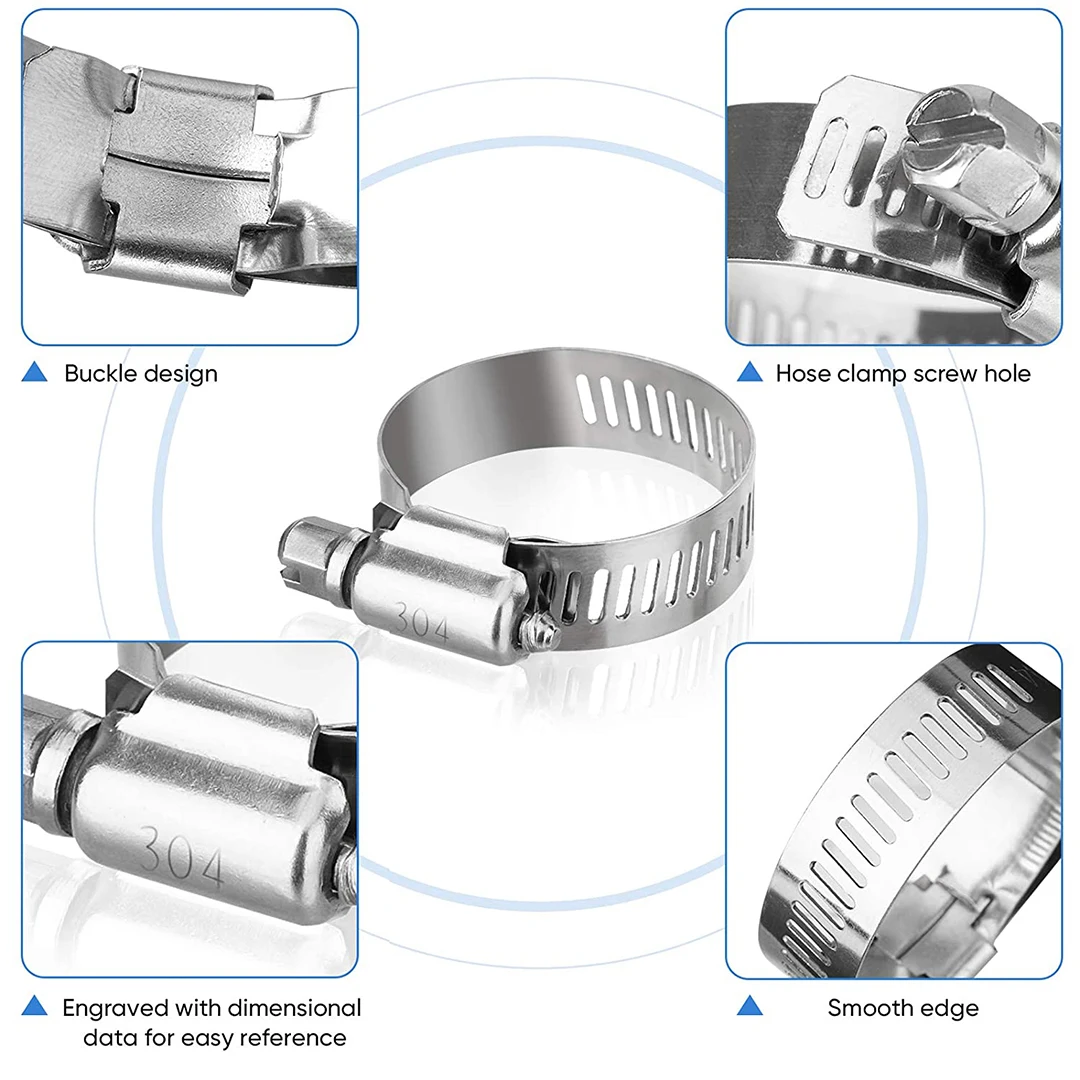 Braçadeira de linha de combustível ajustável de aço inoxidável da braçadeira de mangueira 6-29mm para o tubo de água que canaliza anéis mecânicos automotivos do grampo da mangueira da tubulação