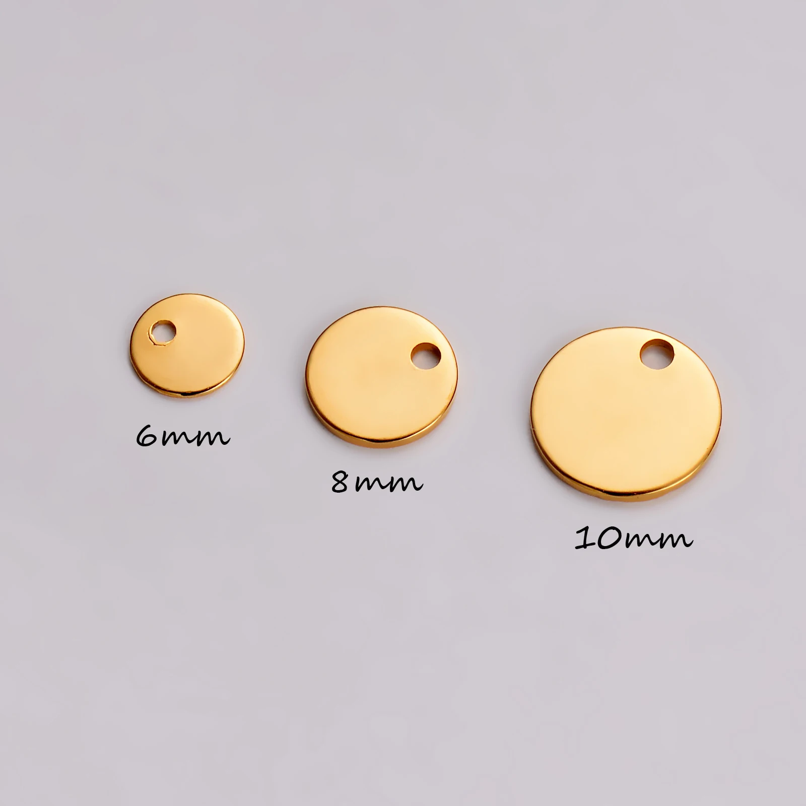 8mm,10mm,12mm of 50pcs Silver & Gold Tone Stainless Steel Blank Stamping Tags ID Dog Tag for Logos Not Turn Off Color