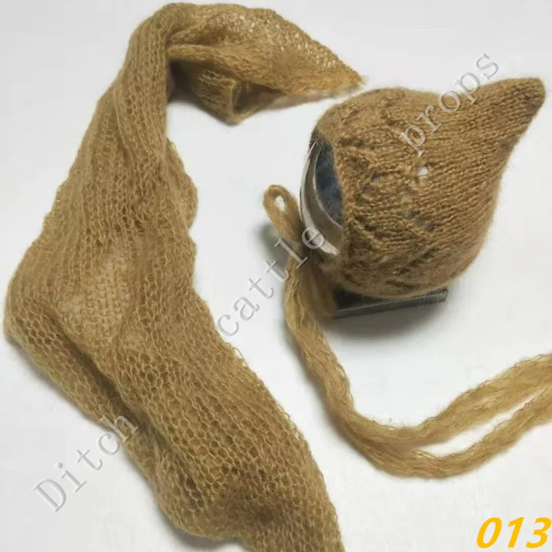 Complete Set Of SaleHand Knit Mohair Wrap With Bonnet Newborn Photography Props Baby  Studio Clothing