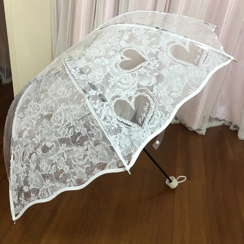 Transparent Umbrella Strong Stand Imitation Lace Fashion Wedding Umbrella Brand Plegable Paraguas Transparente