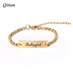 Personalized Custom Baby Name Bracelet Adjustable Stainless Steel Baby Toddler Child ID Bracelet- Girl Boy Birthday Gift BFF
