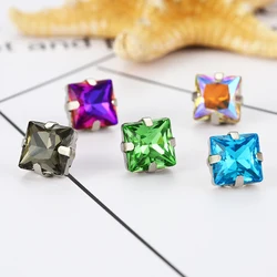 Astrobox Square With Claw Rhinestone Loose Beads Glass Crystal Rhinestone Used For Manual DIY Jewelry Making  Accessories