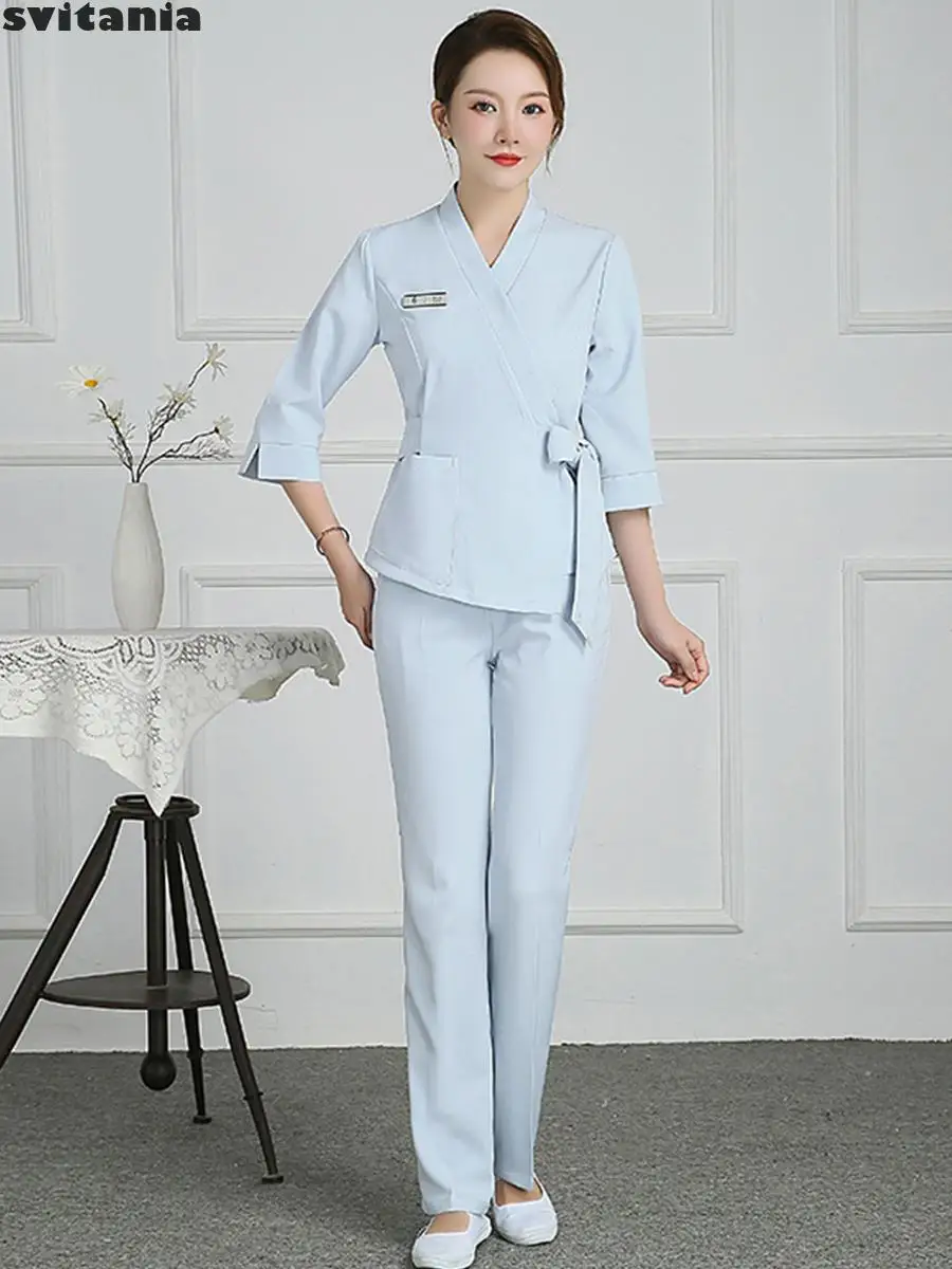 Ropa de trabajo para salón de belleza, uniforme de Spa para mujer, gestión de la piel