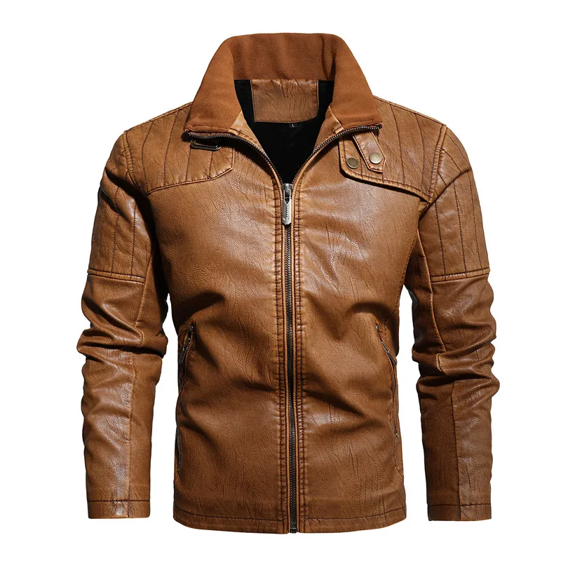 

New Men's Leather Jacket Fashion Suede Motorcycle Leather Jacket Men High quality Artificial Real Leather Jackets Coats