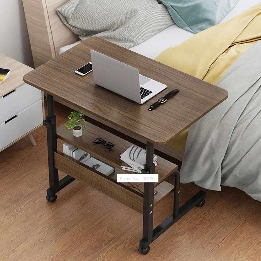 New Bedside Lifting Computer Laptop Table Movable Height Adjustable Wood+Steel Frame Modern Simple Laptop Table Stand Desk