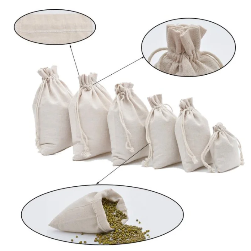 10Pcs Cotton Gift Bags Solid Color Drawstring Bag Diy Christmas Party Wedding Jewelry Beads Candy Tea Packaging Pouch 20x30cm