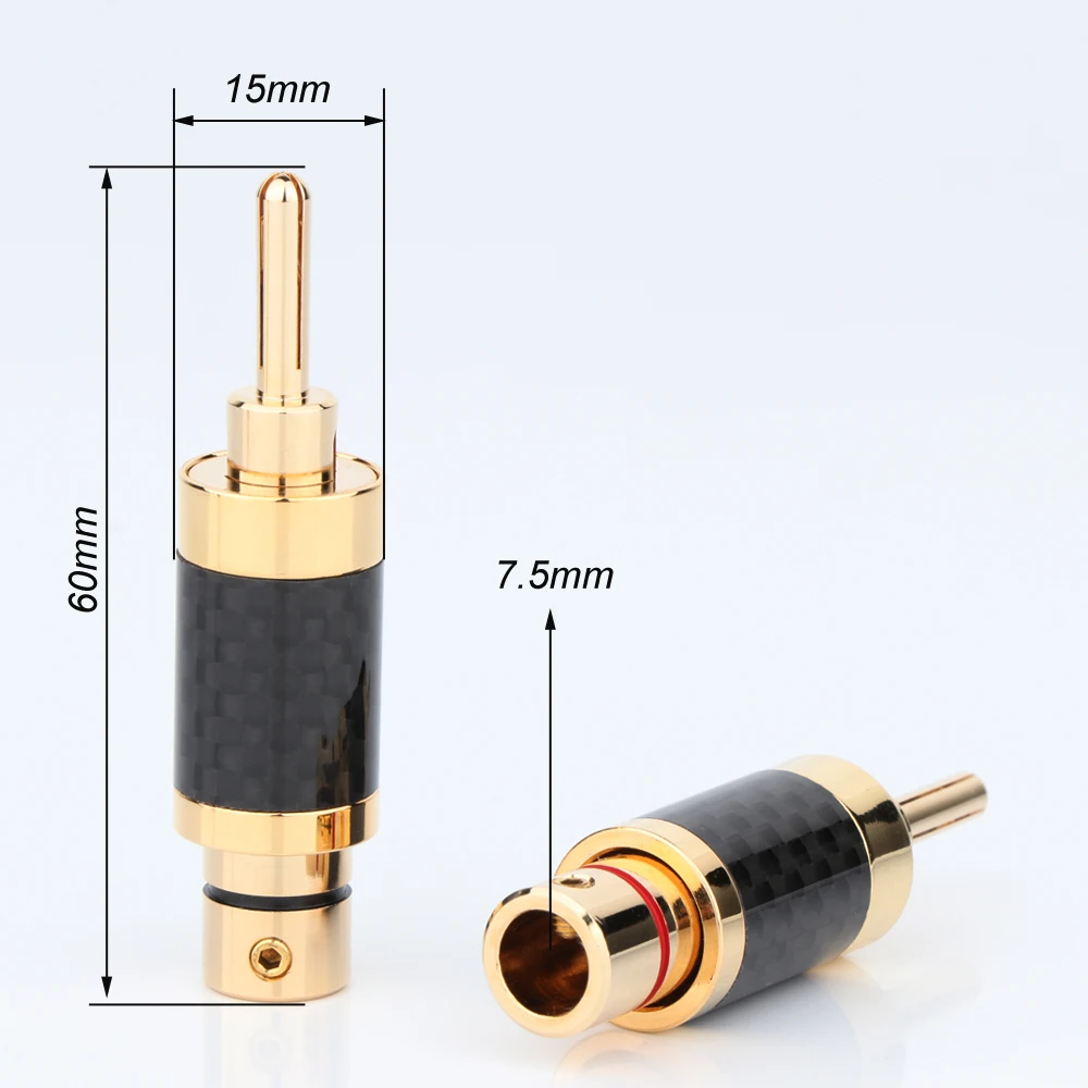 4PCS Gold Plated Carbon Fiber Banana Plug Connector, Speaker Connector, HiFi Banana Plug Jack for Amplifier CD DVD