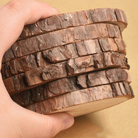 2-16cm Thickness 0.5-1.5 cm Natural Pine Round Wood Slices With Tree Bark Log Discs DIY Crafts Christmas Party Painting