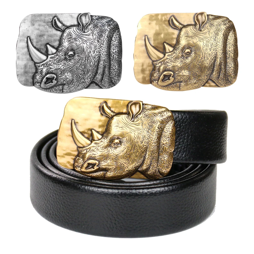 Exquisite Heavy Metal Rhinoceros Belt Buckle Fierce Animal Ramhorn Rhino Hebilla Homemade Cowboy Western Man Jeans Accessory