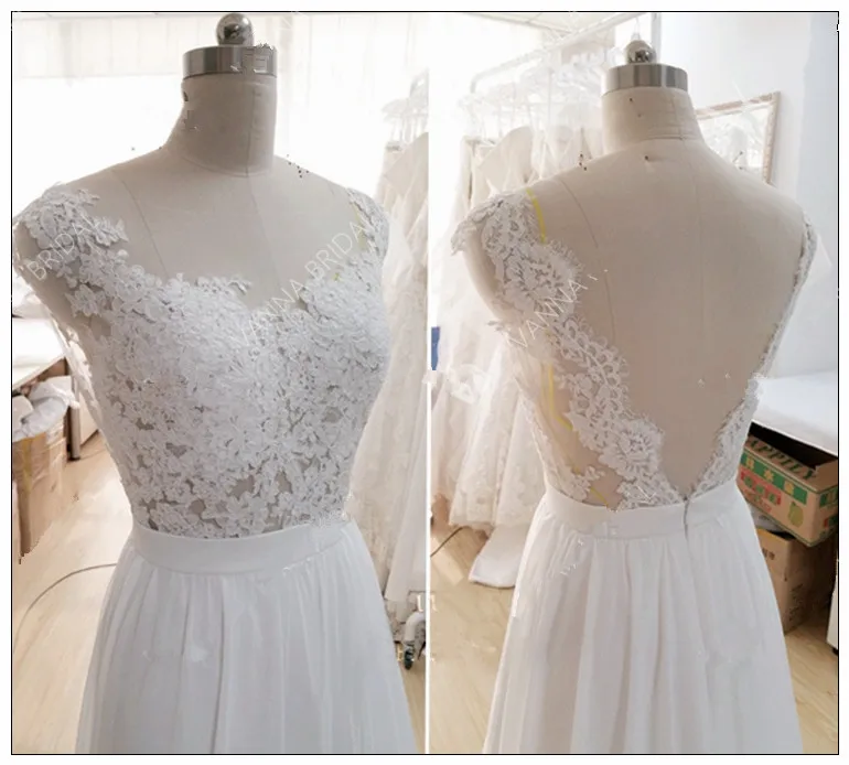 Giá Rẻ Màu Trắng Ngà Hở Lưng Đầm Vestido De Noiva 2021 Thời Trang Nhiệt Imager Strapon Đóng Cửa Ren Appliques Bespoke Váy Áo