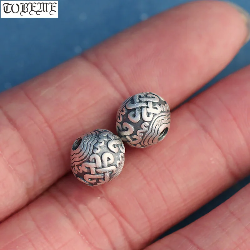100% 3D 999 Silver Tibetan Endless Knot Beads Pure Silver Good Luck Jewelry Findings Loose Bead DIY Bracelet
