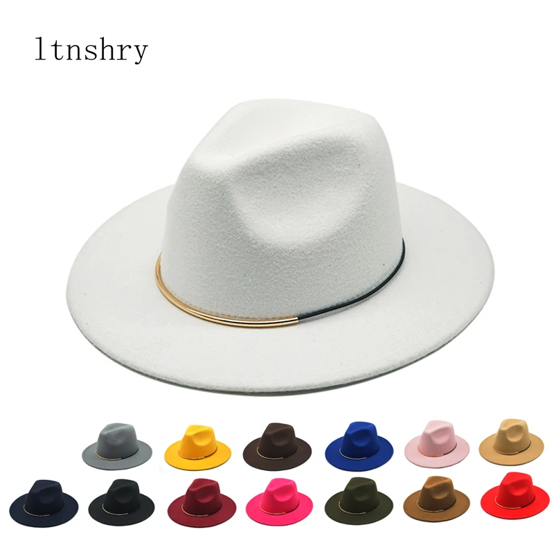 

New Fashion hat Wool Women Outback Fedora Hat For Winter Autumn ElegantLady Floppy Cloche Wide Brim Jazz Panama Big Size Caps