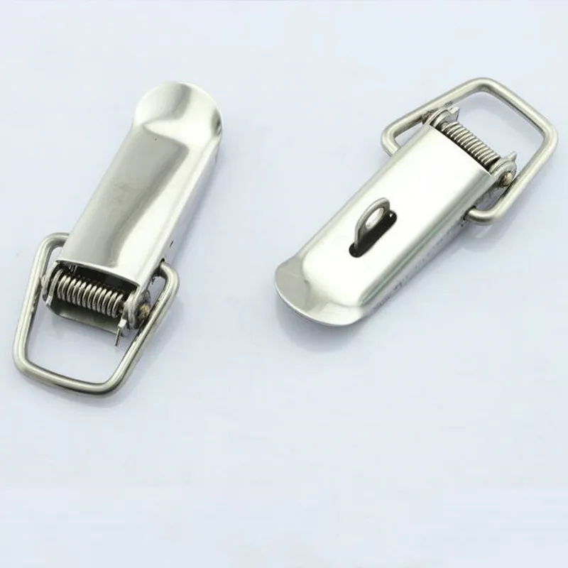 4PC/lot Stainless steel spring Locking Latch hasps Suitcase Chest Toggle Catch Clasp box hinges Furniture Hardware Accessories