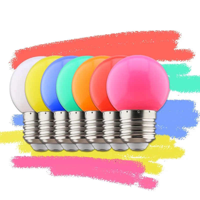 1-20pcs Colour LED Bulb E27 220V G45 7 Color RGB Lampada LED Lamp SMD3528 Decor Holiday Christmas Lamparas Light Bulb Fashlight