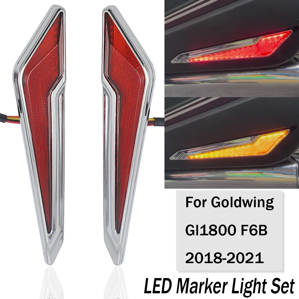 

Chrome Led Turn Signal Side Saddlebag Lnserts For HONDA GL1800 F6B 2018-2021 Gold Wing Decorative Lamp LED Marker Light Set 2020