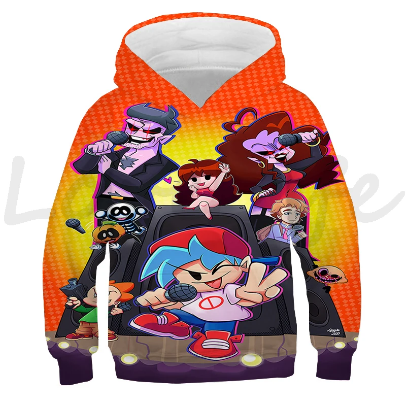 Trò Chơi Tối Thứ Sáu Funkin 3D In Hình Áo Khoác Bé Trai Bé Gái Hoạt Hình Áo Nỉ Thu Đông Hoodie Phối Fnf Chui Đầu Sudadera Quần Áo Trẻ Em