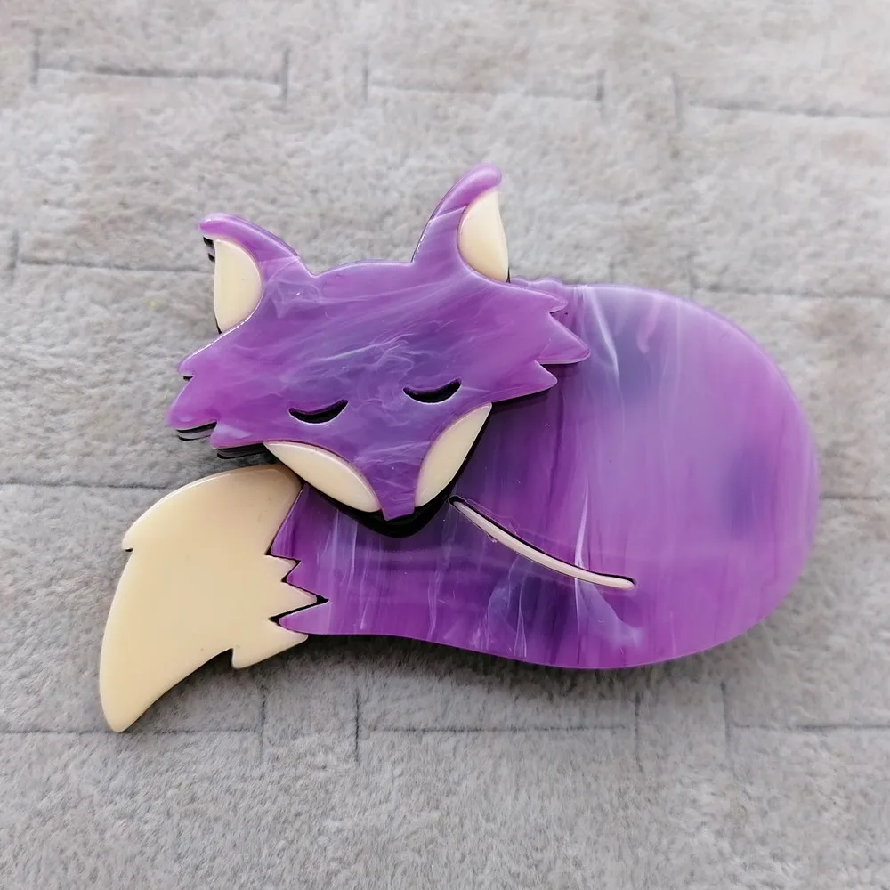 Vintage Acrylic Fox Brooches For Women Animals Pins Foxes Handmade Resin Brooch Corsage Badge Backpack Shirt Jewelry Gifts