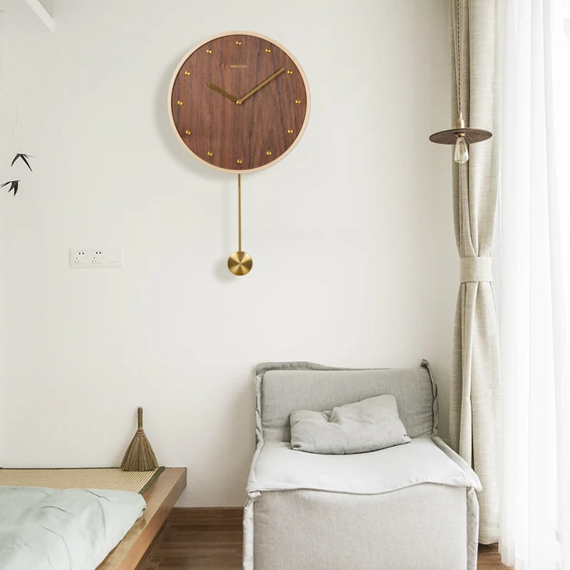 Japanese Style Wooden Living Room Wall Clock Modern Design For Home Office Bedroom Decor Hanging Watches With Pendulum ZA320
